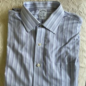 BROOKS BROTHERS Classic Blue & Purple Button Down Dress Shirt Mens 16.5 - 34